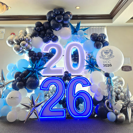GRAD LED Marquee Letters & Numbers with balloon garland