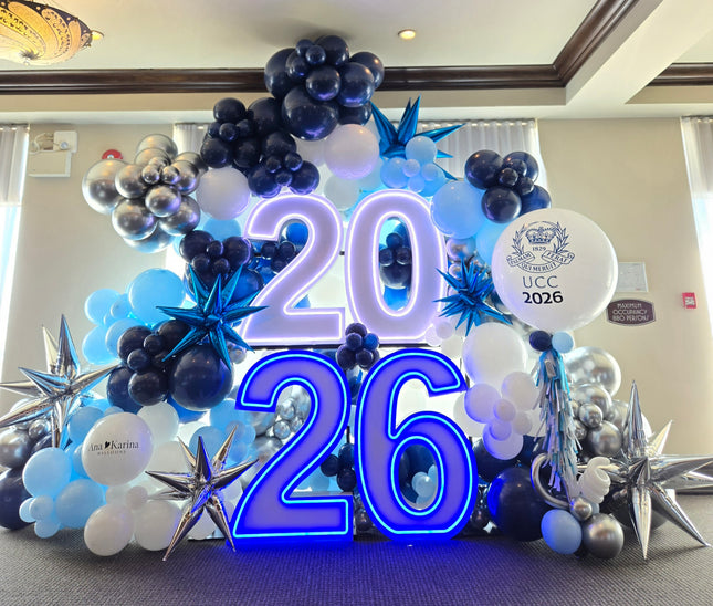 GRAD LED Marquee Letters & Numbers with balloon garland
