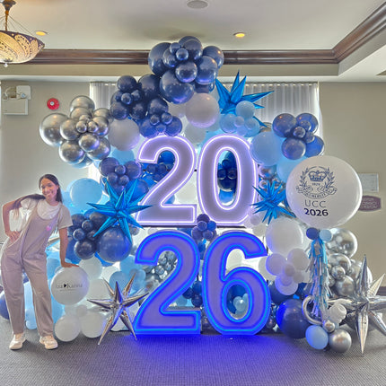 GRAD LED Marquee Letters & Numbers with balloon garland