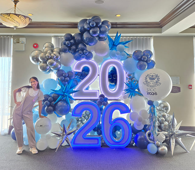 GRAD LED Marquee Letters & Numbers with balloon garland