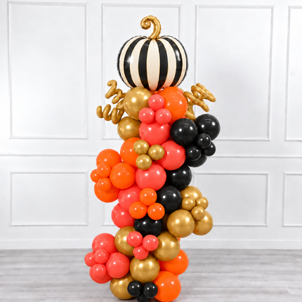 Halloween - Organic Balloon Column - Elegant Pumpkin - Black Orange