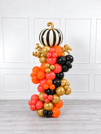 Halloween - Organic Balloon Column - Elegant Pumpkin - Black Orange