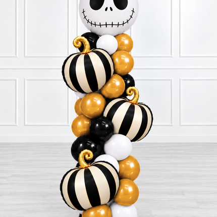 Halloween - Classic Balloon Column - Elegant Pumpkins and Jack Skellington - Black and Gold