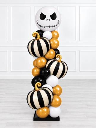 Halloween - Classic Balloon Column - Elegant Pumpkins and Jack Skellington - Black and Gold