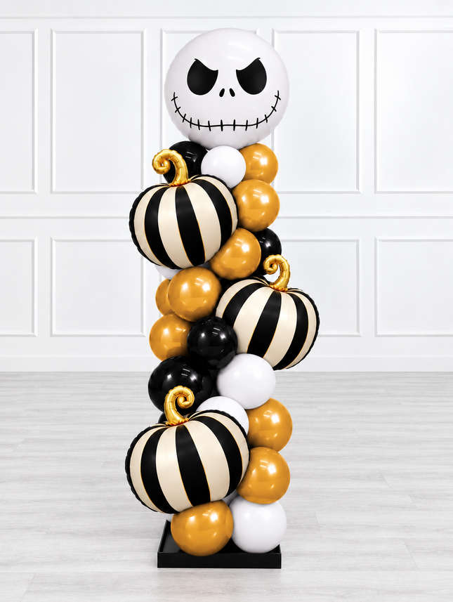Halloween - Classic Balloon Column - Elegant Pumpkins and Jack Skellington - Black and Gold