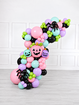 Halloween - Balloon Garland - Pumpkins and Spiders - Pastel Fun