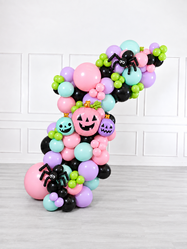 Halloween - Balloon Garland - Pumpkins and Spiders - Pastel Fun