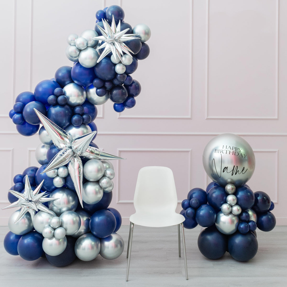 Blue Wonder - Freestanding Balloon Garland  & Personalized Jumbo Stack-2