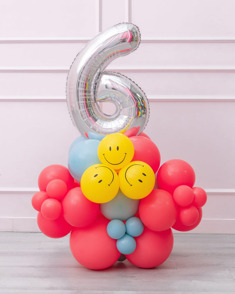 Happy Face - Self-standing Balloon Garland and number stack-3
