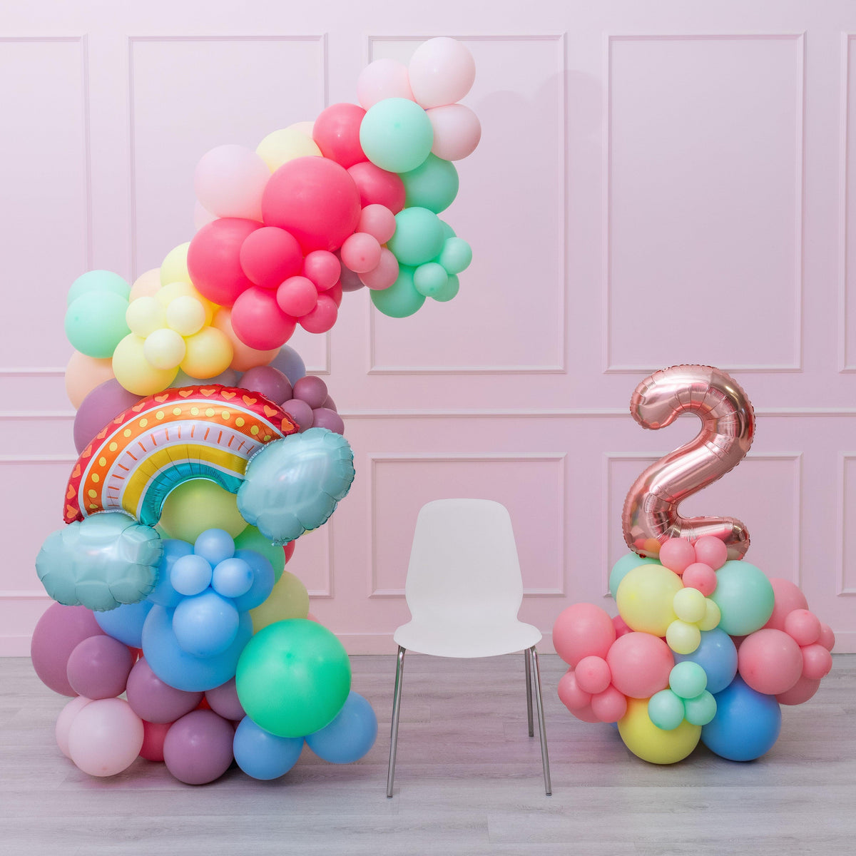 Rainbow Fun - Freestanding Balloon Garland & Number Stack