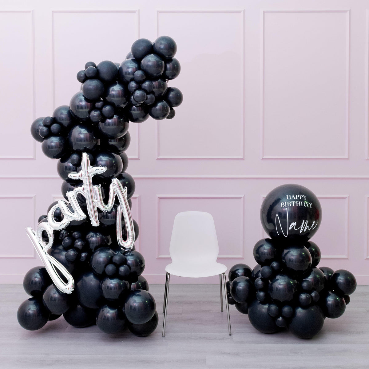 Midnight Luxe - Self-standing Balloon Garland & Personalized Balloon Stack with "Party" sign-2