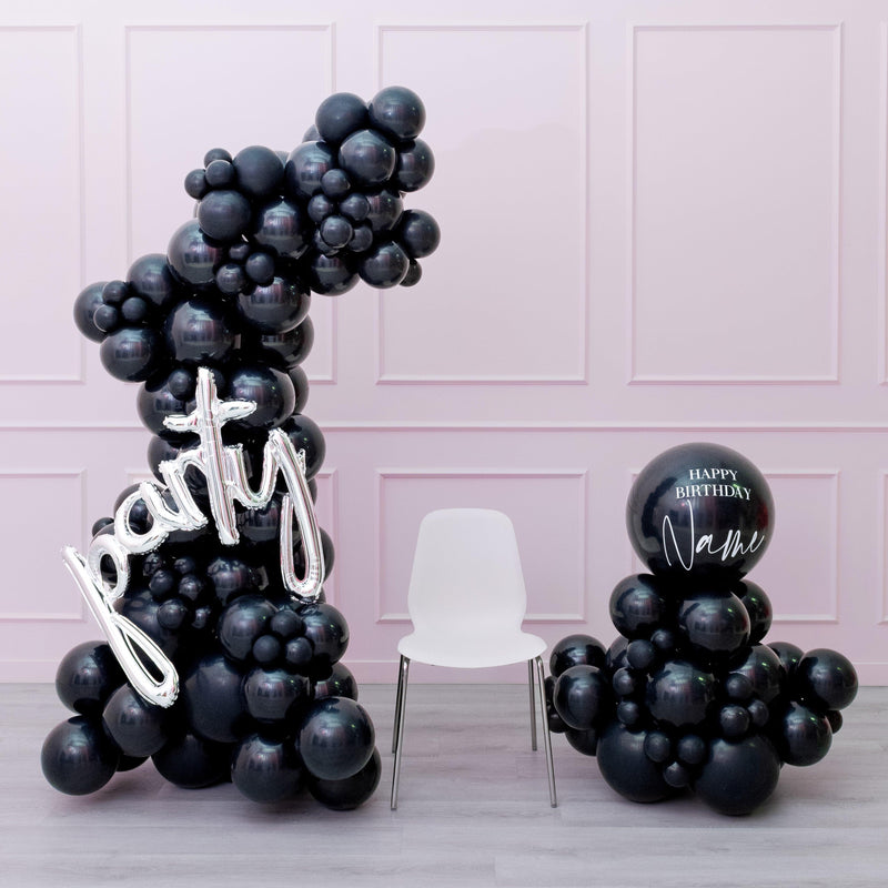 Midnight Luxe - Self-standing Balloon Garland & Personalized Balloon Stack with "Party" sign-2