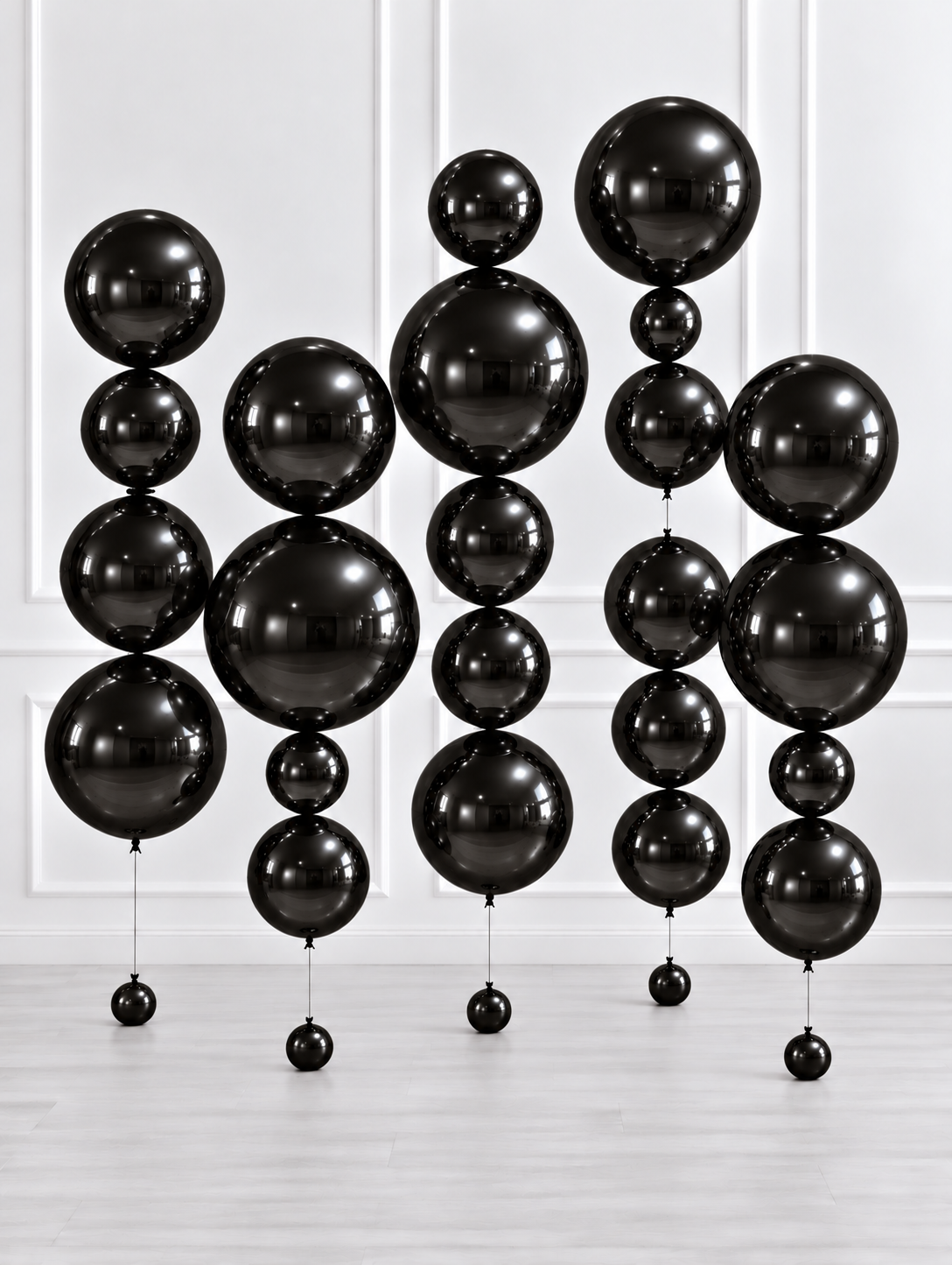 Ana Karina Balloons black floating balloon totem