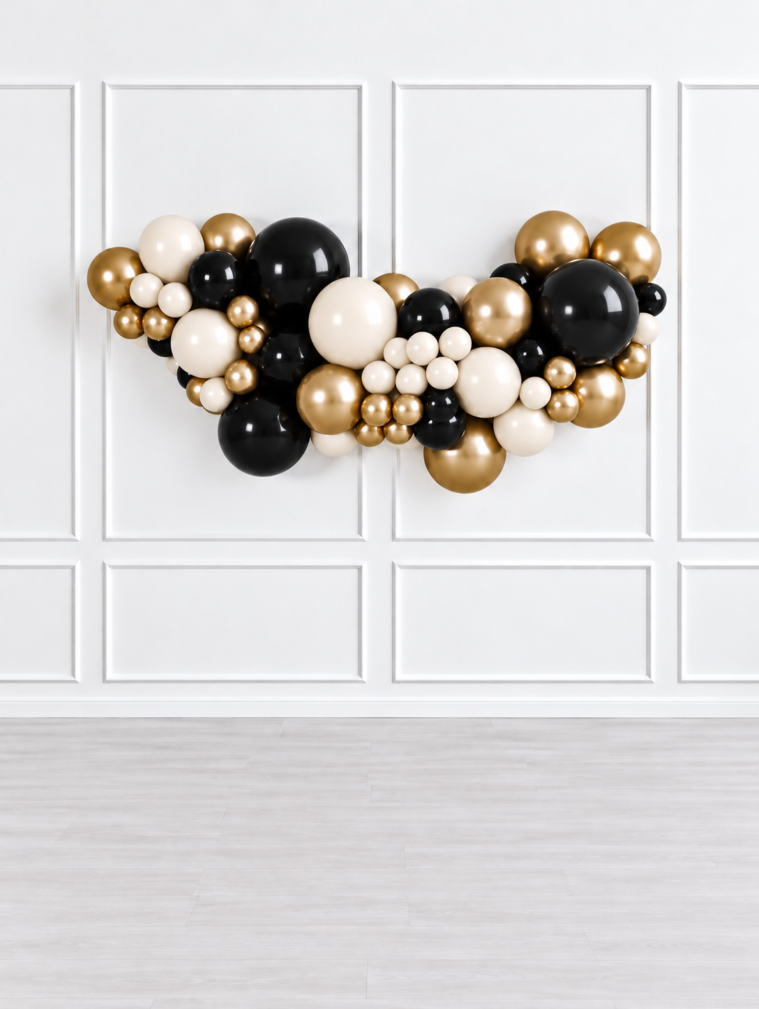 Ana Karina Balloons champagne noir easy-hang organic balloon garland