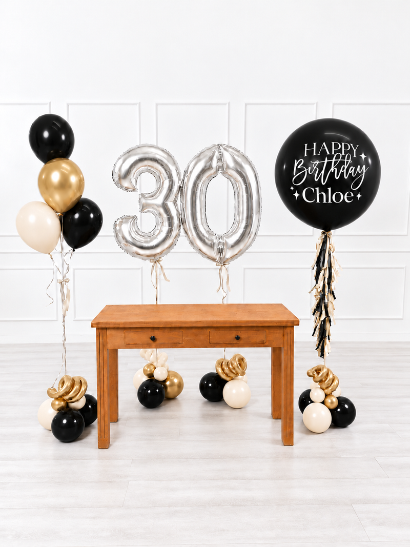 Ana Karina Balloons champagne noir personalized birthday balloon set classic, additional product image