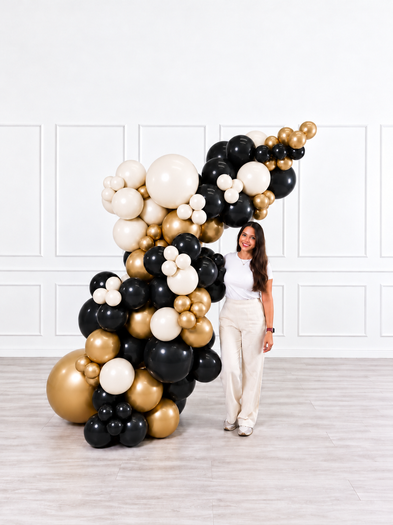 Ana Karina Balloons champagne noir freestanding balloon garland, additional product image