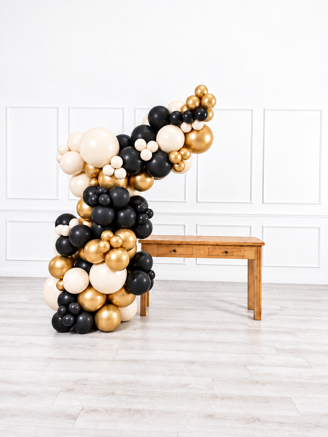 Ana Karina Balloons champagne noir freestanding balloon garland, additional product image