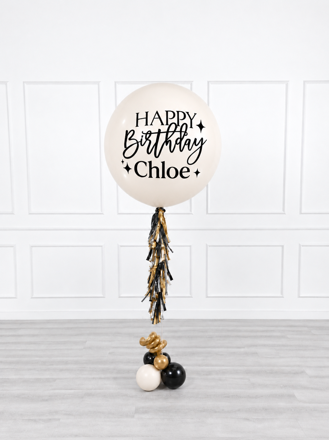 Ana Karina Balloons champagne noir personalized jumbo balloon