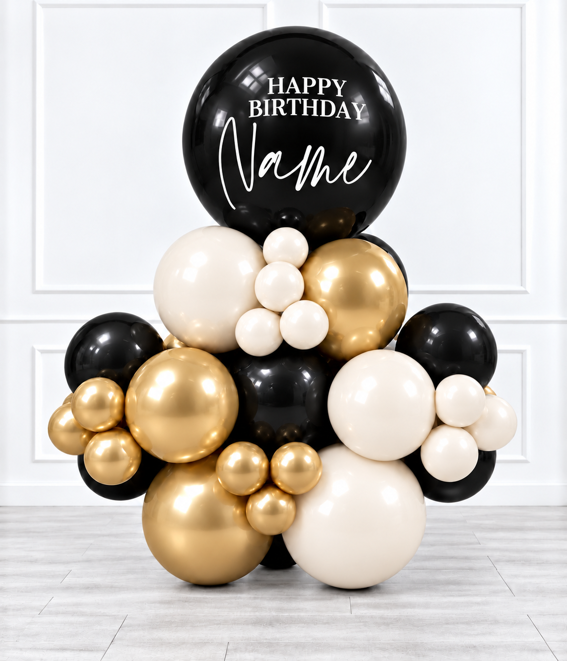 Ana Karina Balloons champagne noir personalized stack balloons