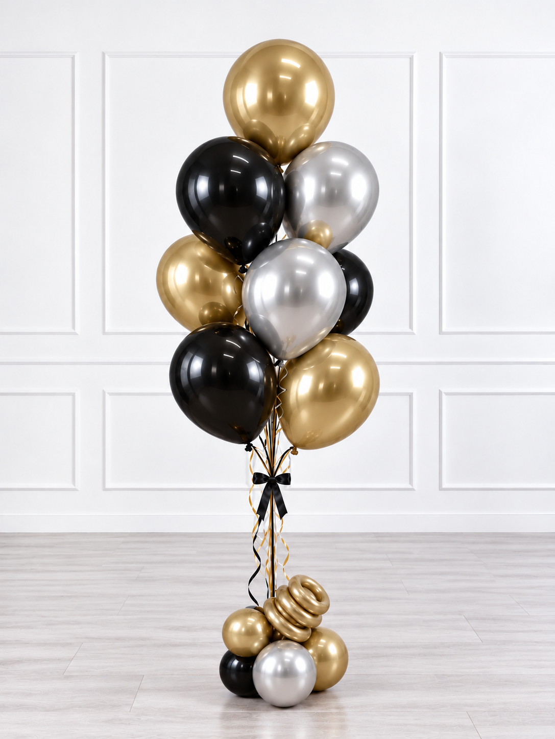 Ana Karina Balloons black tie balloon bunch deluxe