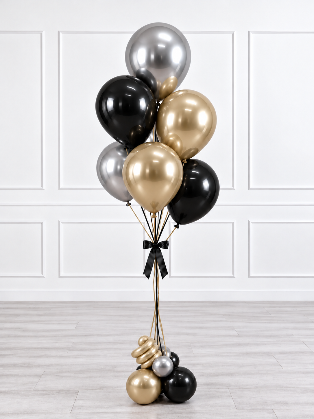 Ana Karina Balloons black tie balloon bunch plus