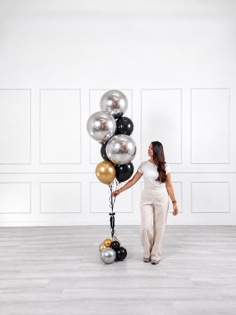 Ana Karina Balloons black tie balloon bunch orbz luxe, additional product image