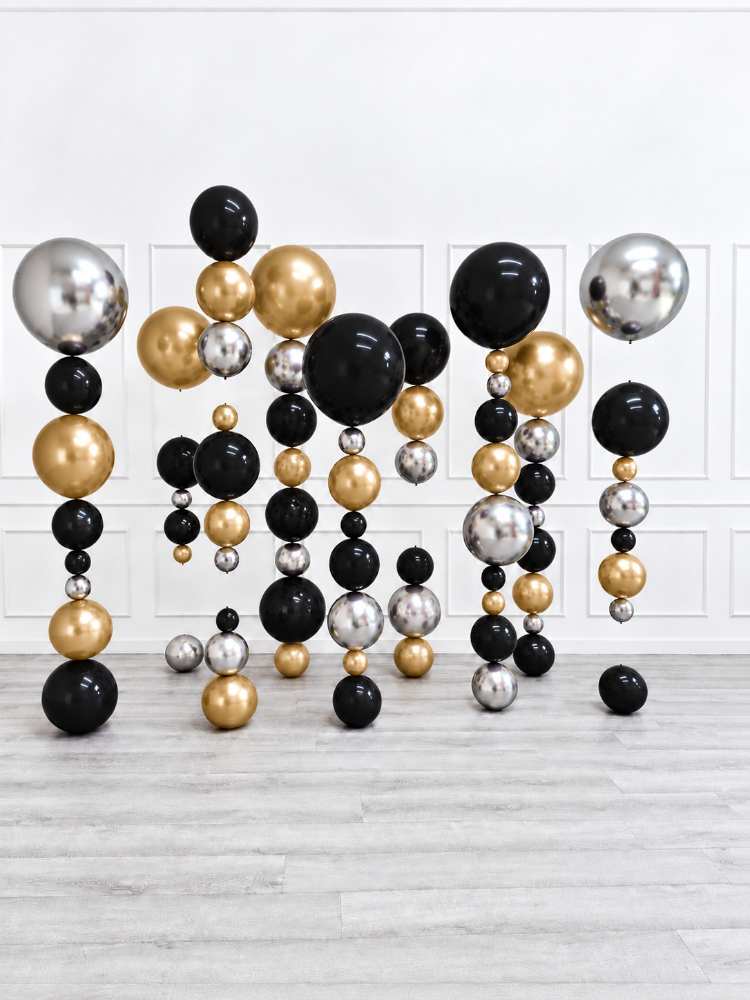 Ana Karina Balloons black tie floating balloon totem
