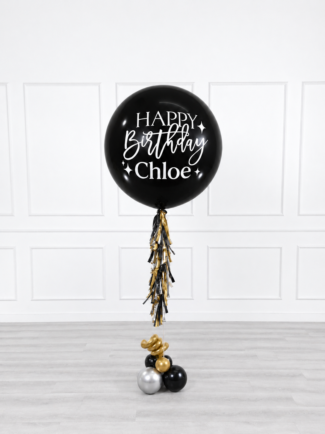 Ana Karina Balloons black tie personalized jumbo balloon