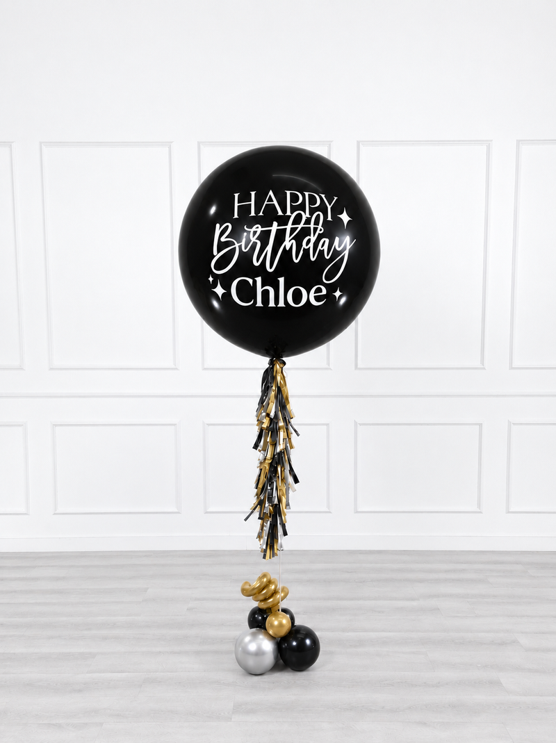 Ana Karina Balloons black tie personalized jumbo balloon