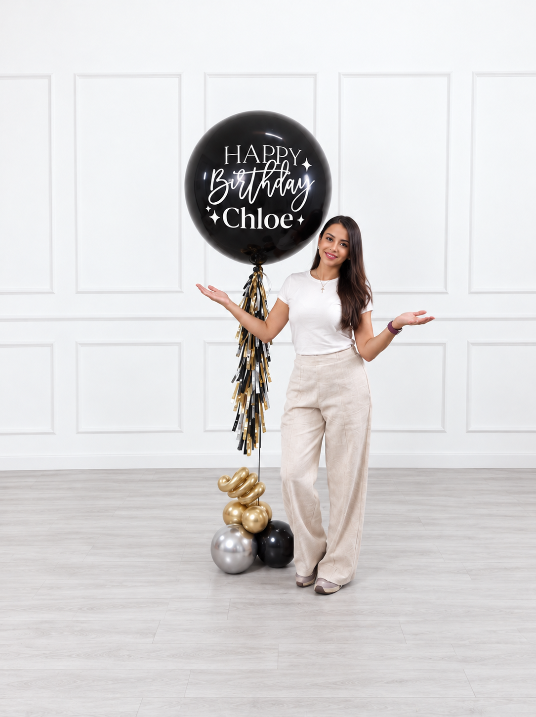 Ana Karina Balloons black tie personalized jumbo balloon, additional product image