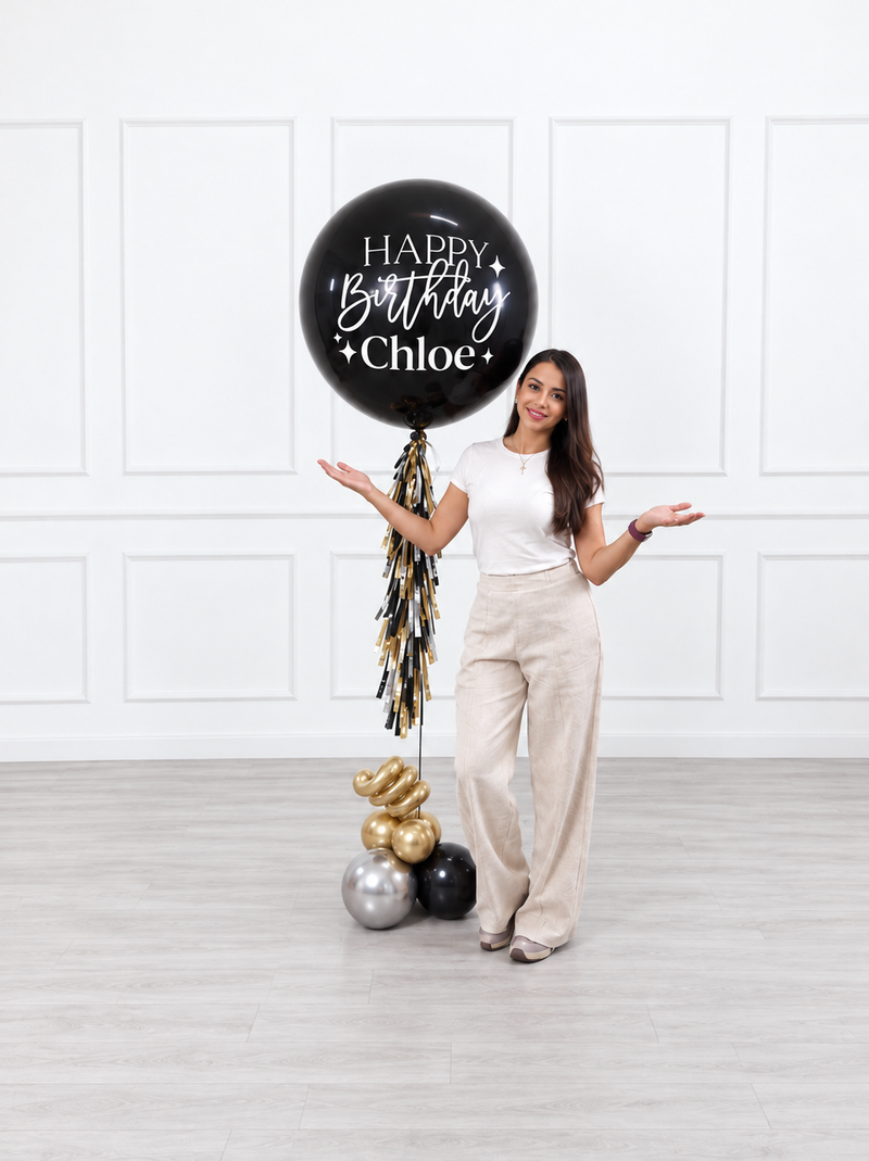 Ana Karina Balloons black tie personalized jumbo balloon, additional product image