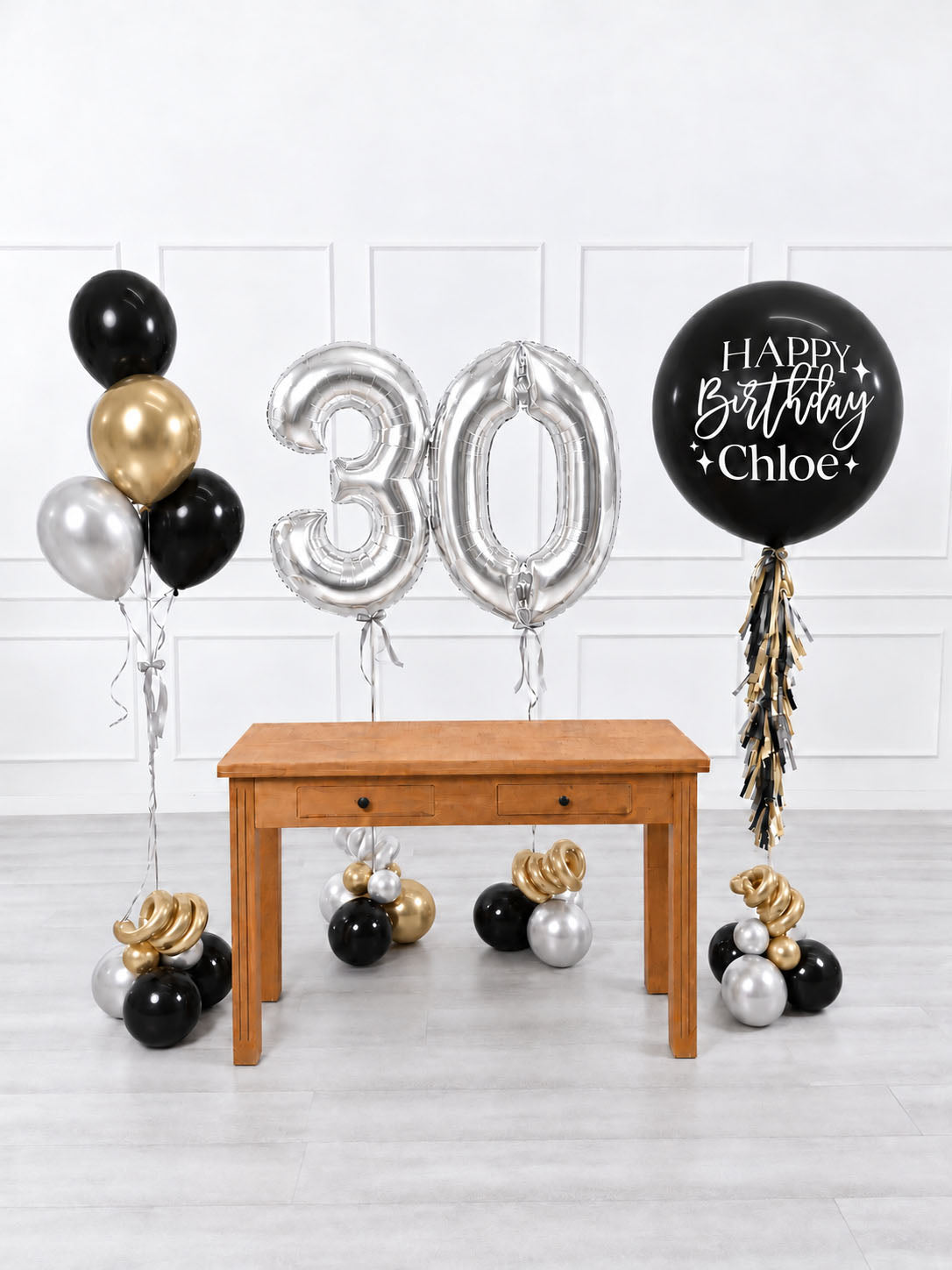 Ana Karina Balloons black tie personalized birthday balloon set classic, additional product image