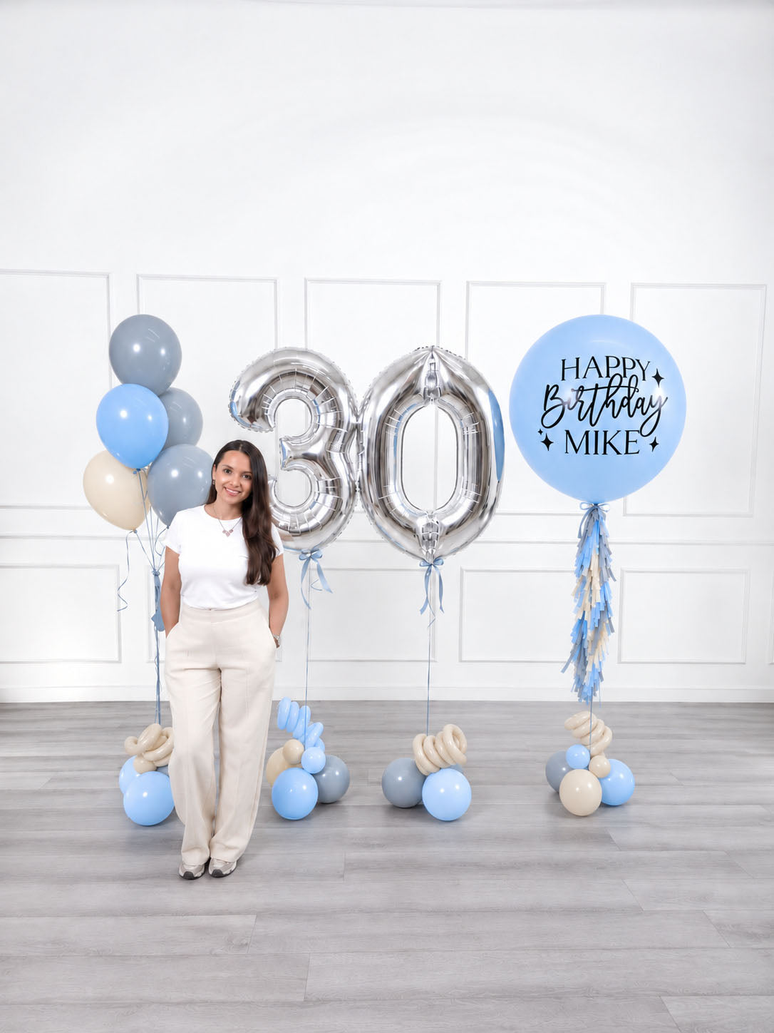 Ana Karina Balloons blue serenity personalized birthday balloon set classic, additional product image