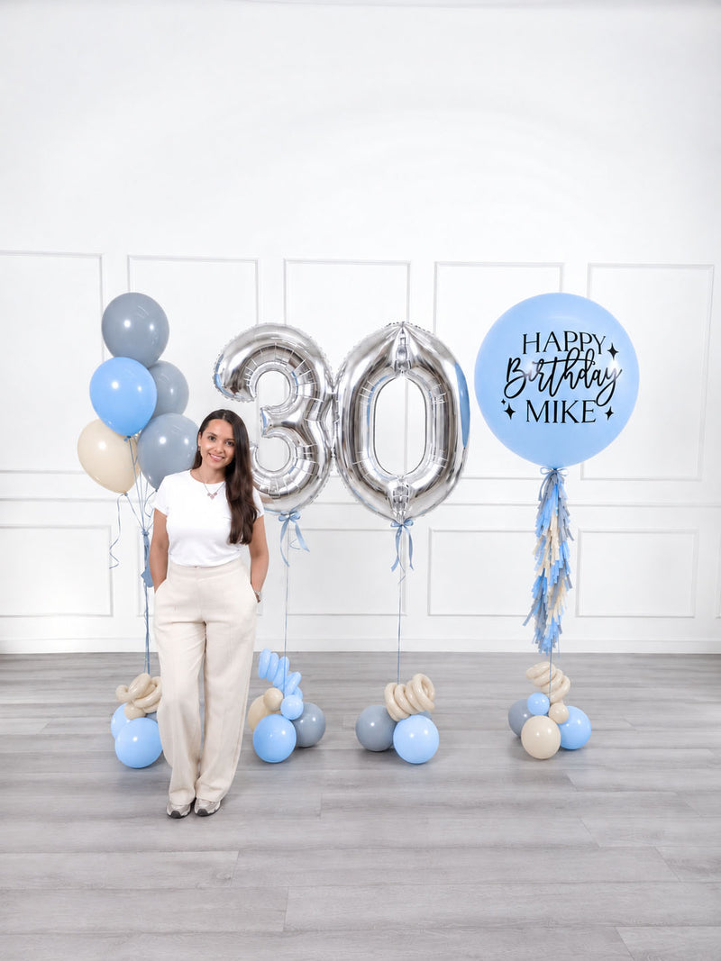 Ana Karina Balloons blue serenity personalized birthday balloon set classic, additional product image
