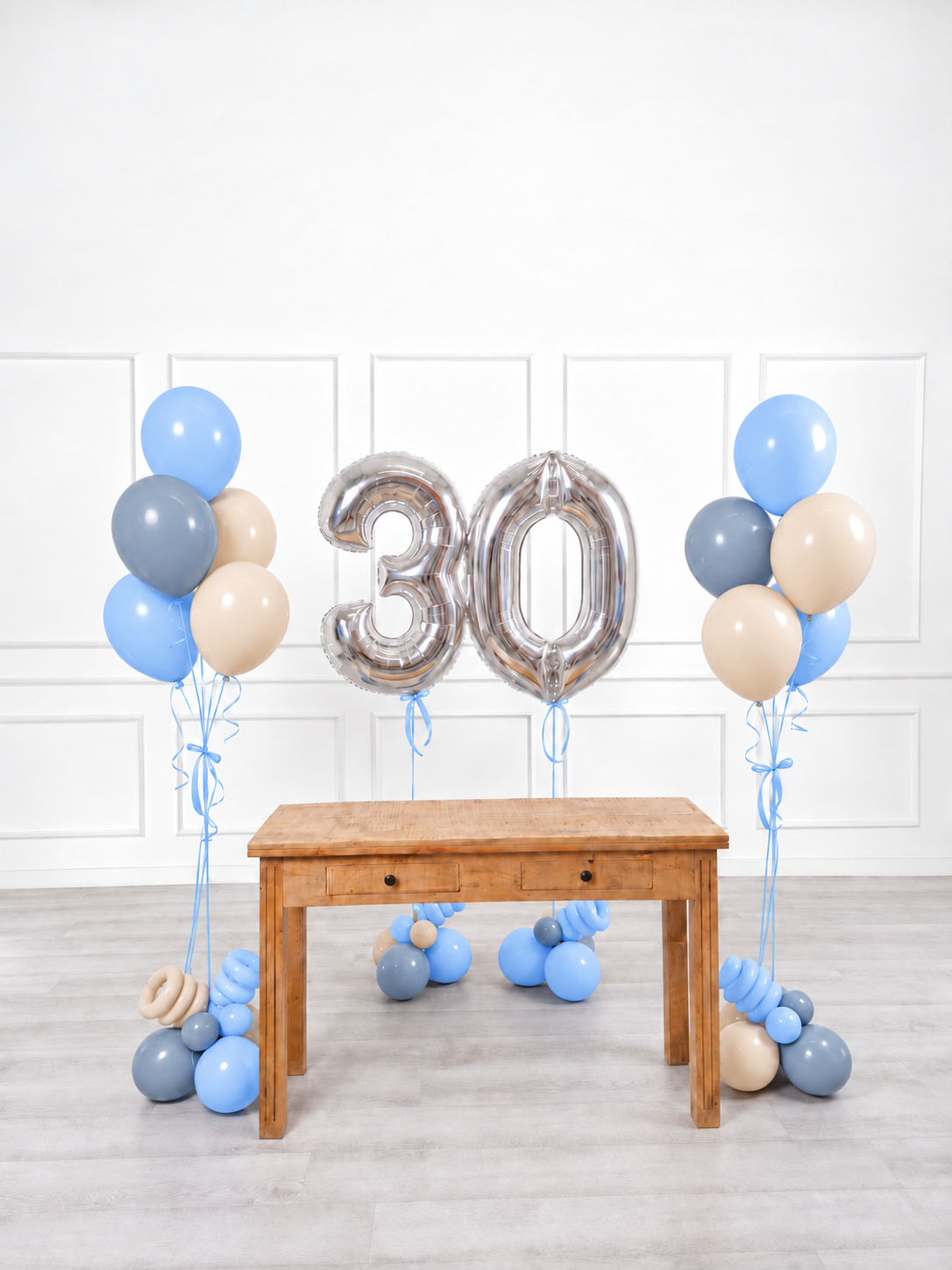 Ana Karina Balloons blue serenity milestone number and balloon bunches set, additional product image