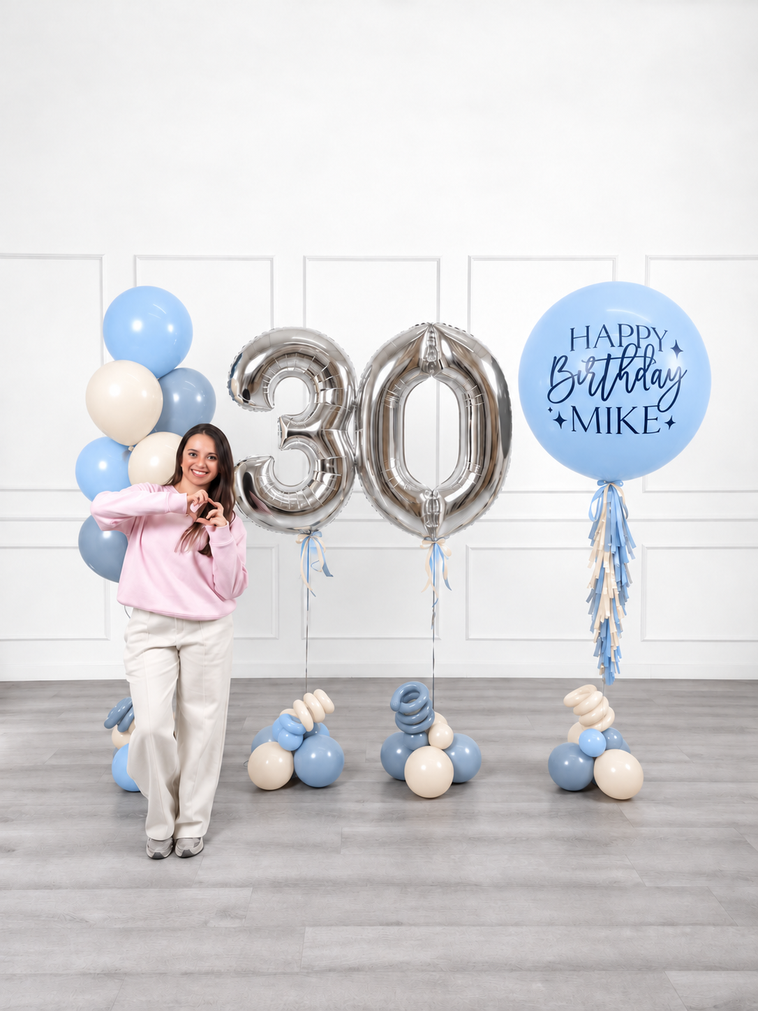 Ana Karina Balloons blue serenity personalized birthday balloon set deluxe, additional product image