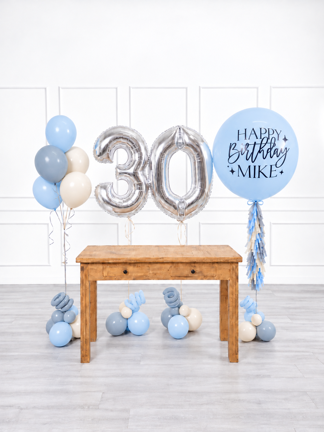 Ana Karina Balloons blue serenity personalized birthday balloon set classic, additional product image