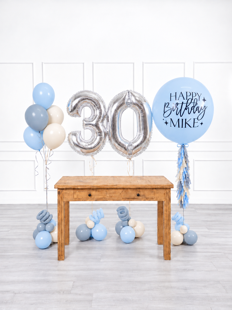 Ana Karina Balloons blue serenity personalized birthday balloon set classic, additional product image