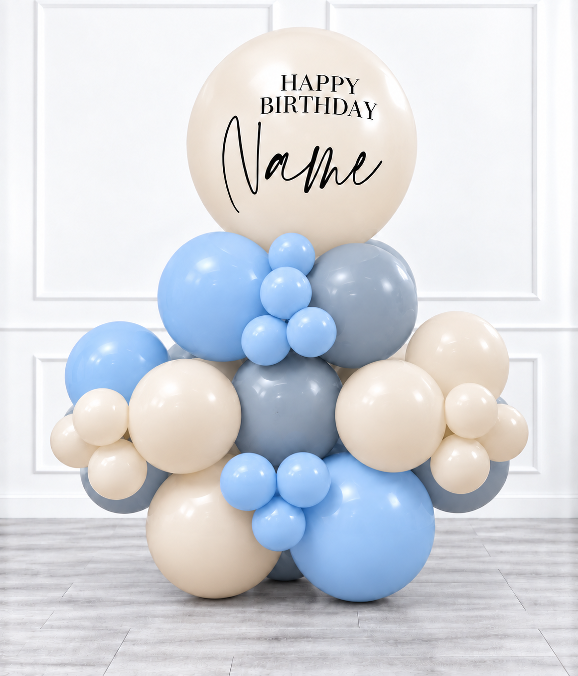 Ana Karina Balloons blue serenity personalized stack balloons