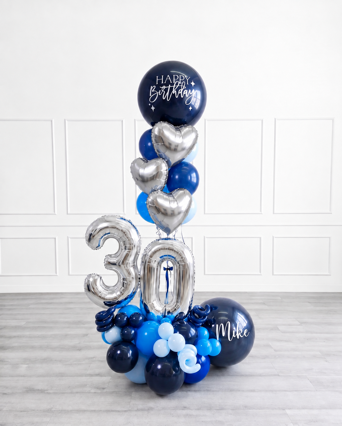 Ana Karina Balloons blue wonder personalized balloon bouquet with foil hearts