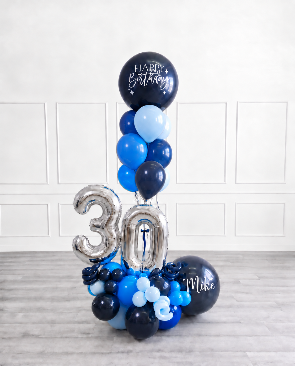 Ana Karina Balloons blue wonder personalized balloon bouquet with classic balloons