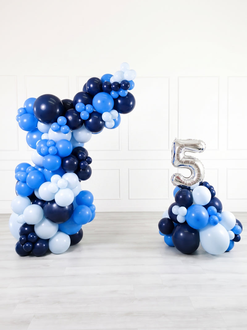 Ana Karina Balloons blue wonder freestanding balloon garland and number stack set