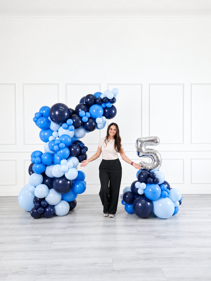 Ana Karina Balloons blue wonder freestanding balloon garland and number stack set, additional product image