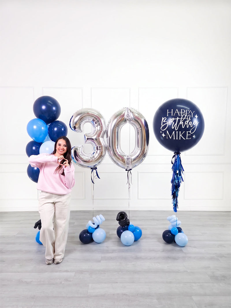 Ana Karina Balloons blue wonder personalized birthday balloon set deluxe, additional product image