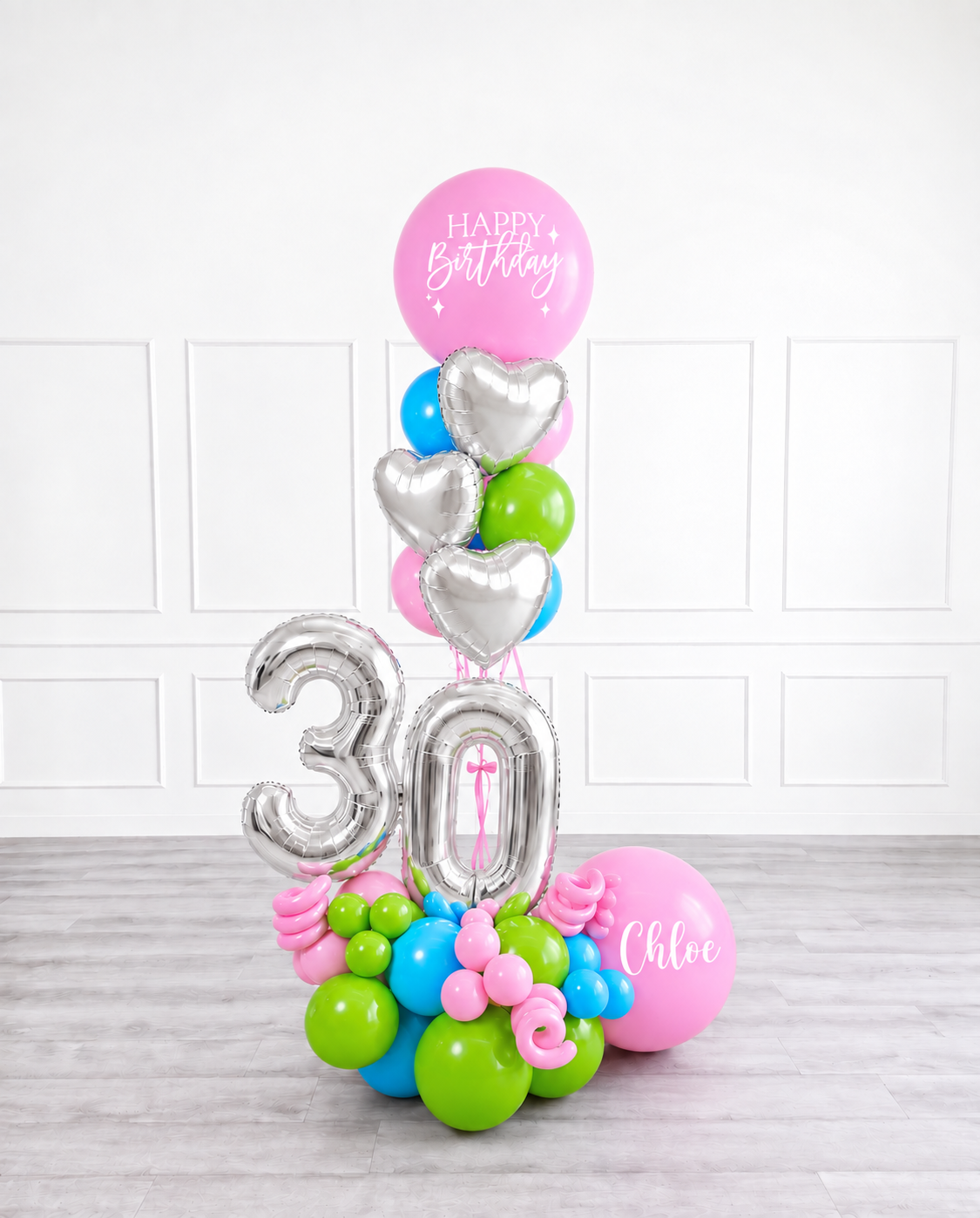 Ana Karina Balloons candy garden personalized balloon bouquet with foil hearts