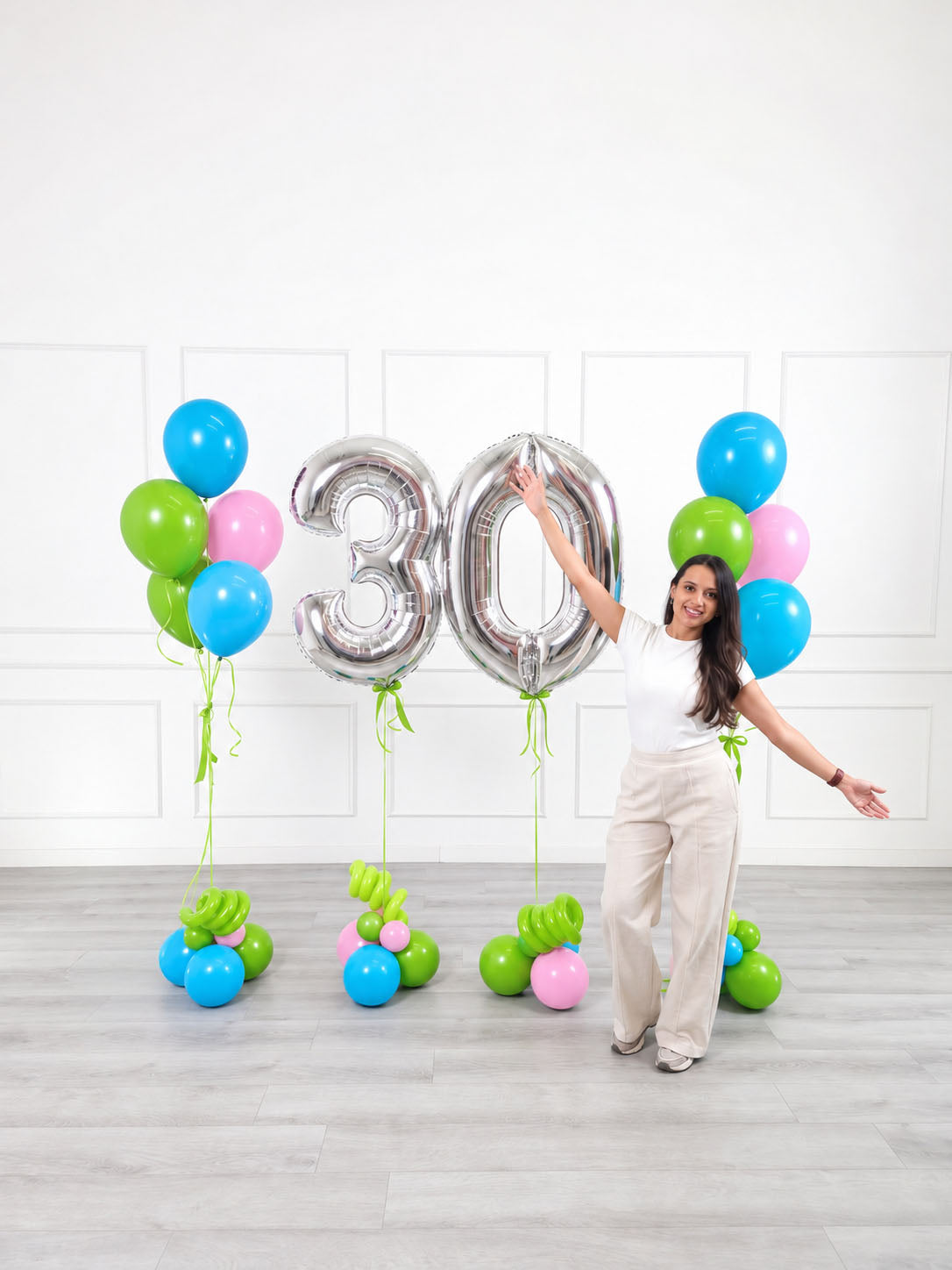 Ana Karina Balloons candy garden milestone number and balloon bunches set, additional product image