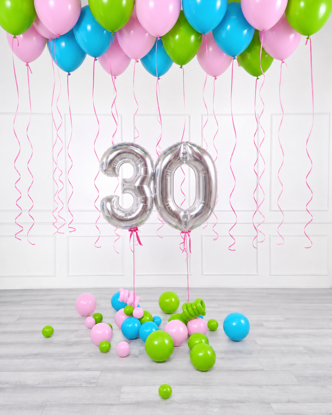 Ana Karina Balloons candy garden ceiling balloon arrangement and number set