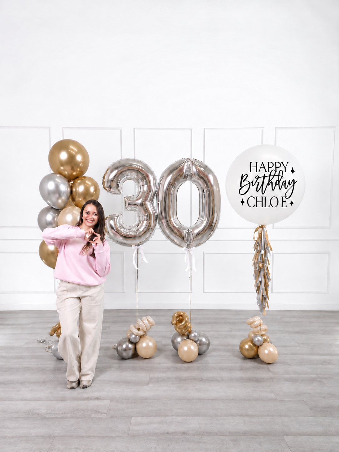 Ana Karina Balloons champagne glow personalized birthday balloon set deluxe, additional product image