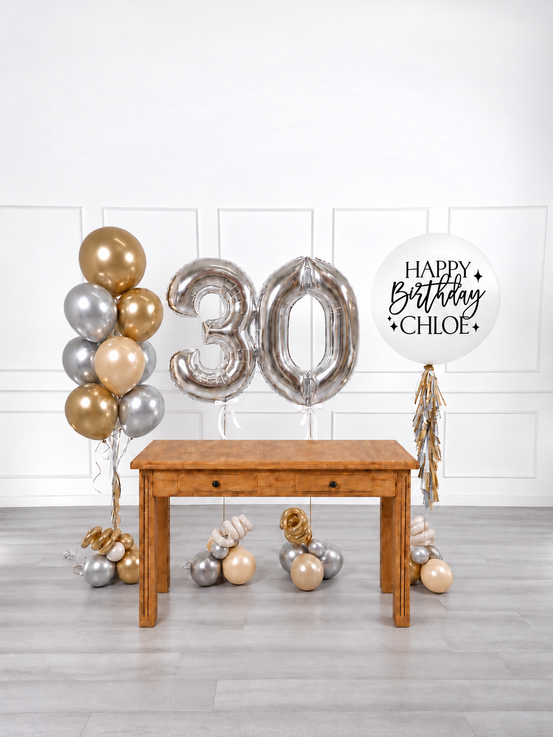 Ana Karina Balloons champagne glow personalized birthday balloon set deluxe, additional product image