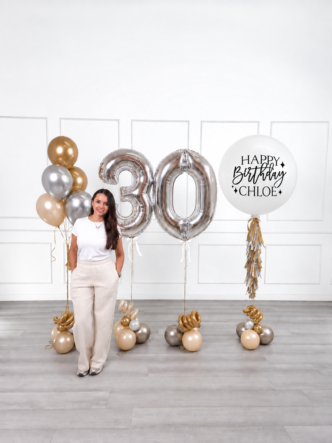 Ana Karina Balloons champagne glow personalized birthday balloon set classic, additional product image